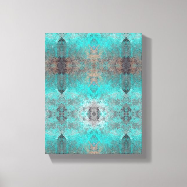 Aqua Turquoise and Gray Abstract Modern Stone look Canvas Print (Front)