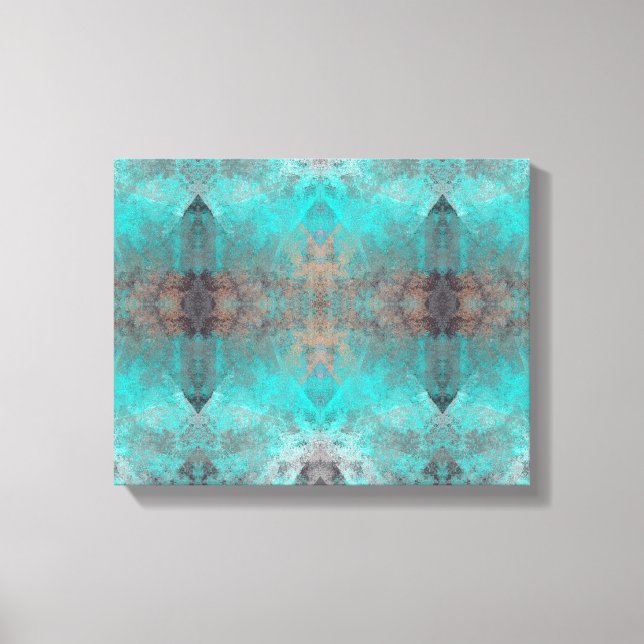 Aqua Turquoise and Gray Abstract Modern Stone look Canvas Print (Front)