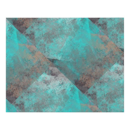 Aqua Turquoise and Gray Abstract Modern Stone look Faux Canvas Print