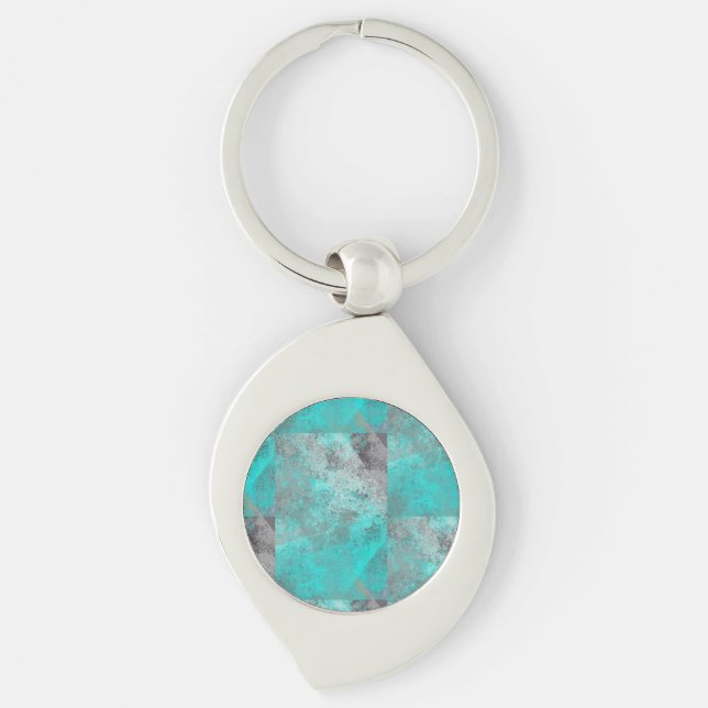 Aqua Turquoise Blue and Gray Stone Keychain (Front)