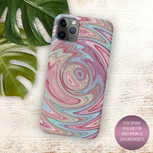 Aqua Turquoise Blue Blush Pink Swirl Art iPhone 11 Pro Max Case
