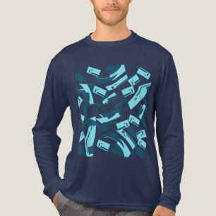 Aqua Turquoise Blue Diagonal Scattered Pieces Tri-Blend Shirt