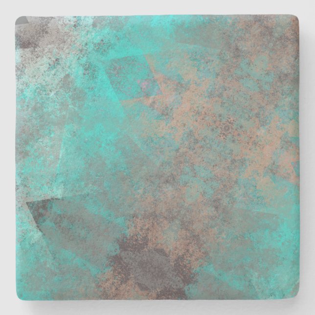 Aqua Turquoise Blue Gray Stone Coaster (Front)