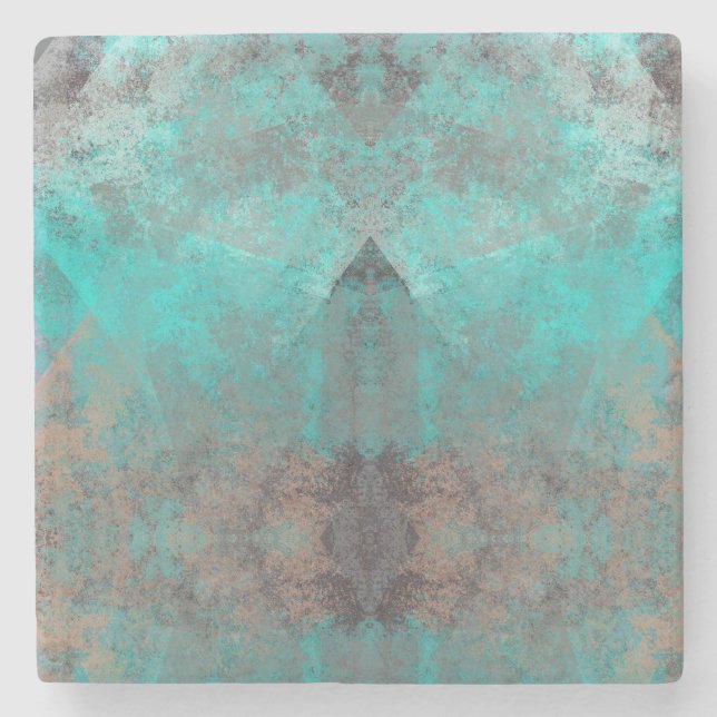 Aqua Turquoise Blue Gray Stone Coaster (Front)