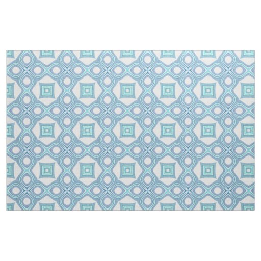 Aqua Turquoise Blue Green Bali Batik Pattern Fabric