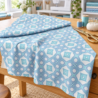 Aqua Turquoise Blue Green Bali Batik Pattern Fabric