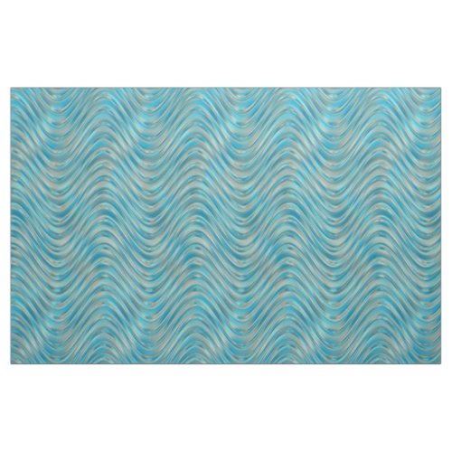 Aqua Turquoise Blue Green Faux Glass Waves Pattern Fabric