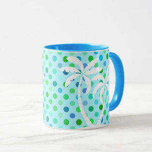 Aqua Turquoise Blue Lime Green Polkadots Pattern Mug
