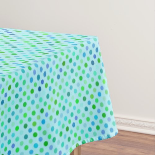 Aqua Turquoise Blue Lime Green Polkadots Pattern Tablecloth