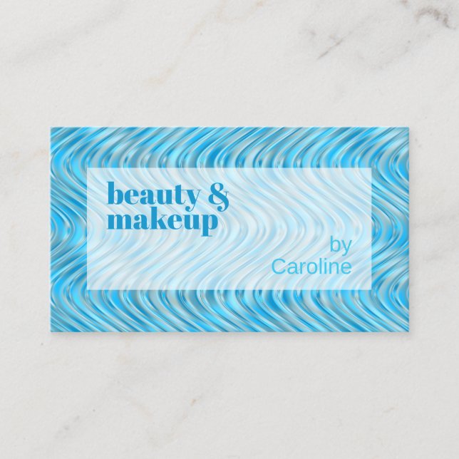 Aqua Turquoise Blue Marble Waves Art Pattern Business Card (Front)