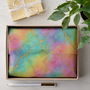Aqua Turquoise Blue Pink Yellow Purple Gold Marble Tissue Paper