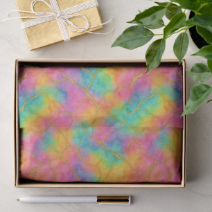 Aqua Turquoise Blue Pink Yellow Purple Gold Marble Tissue Paper