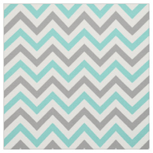 Aqua Turquoise, Dk Gray, Wht LG Chevron ZigZag Sz6 Fabric