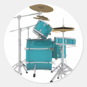 Aqua / Turquoise Drum Kit: Classic Round Sticker