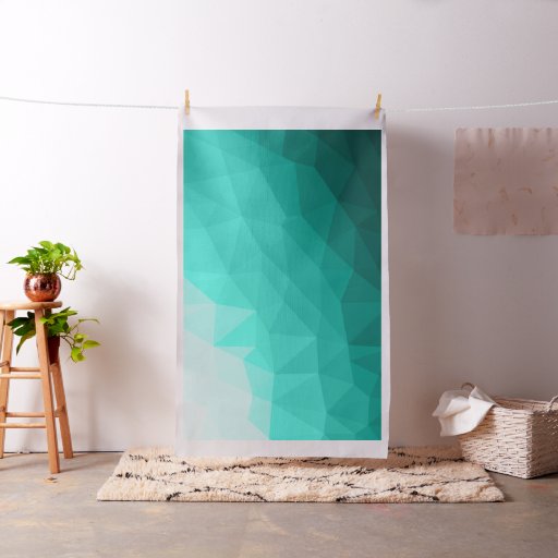 Aqua Turquoise Gradient Geometric Mesh Pattern Fabric