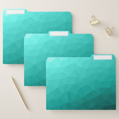 Aqua turquoise gradient geometric mesh pattern file folder