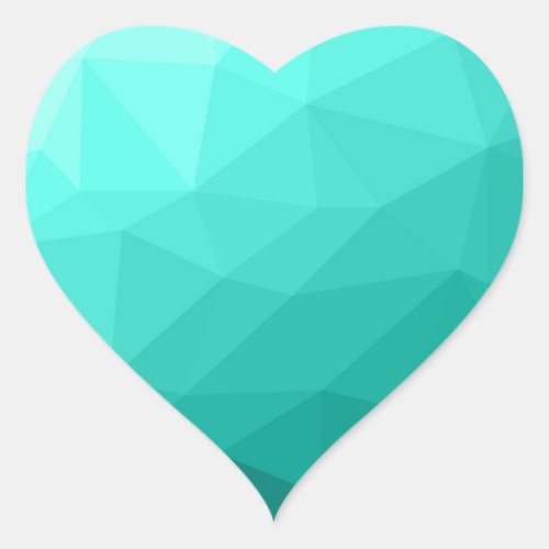 Aqua Turquoise Gradient Geometric Mesh Pattern Heart Sticker