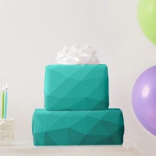 Aqua Turquoise Gradient Geometric Mesh Pattern Wrapping Paper