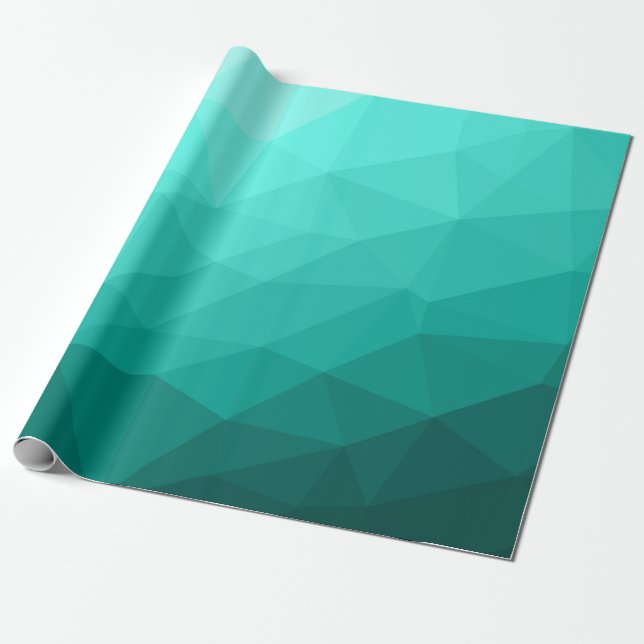 Aqua Turquoise Gradient Geometric Mesh Pattern Wrapping Paper (Unrolled)