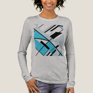 Aqua Turquoise Gray with Black Diagonal Design Tri-Blend Shirt