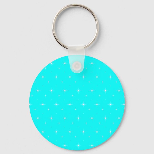 Aqua-Turquoise-Green  Shining Stars  Pattern Keychain (Front)
