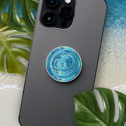 Aqua Turquoise Green Teal Blue Swirl Art Pattern PopSocket