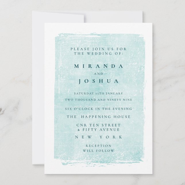 Aqua Turquoise Grunge Distressed Casual Invitation (Front)