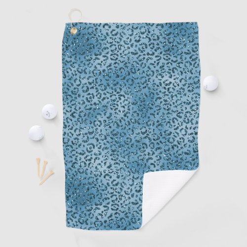 Aqua Turquoise Leopard Print Glitter        Golf Towel