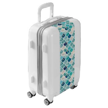 Aqua Turquoise Marble Mermaid Fish Scales Luggage by AllAboutPattern at Zazzle