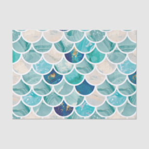 Aqua turquoise marble mermaid fish scales tissue paper