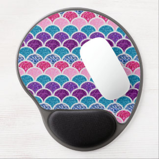 aqua turquoise pink purple mermaid scales gel mouse pad