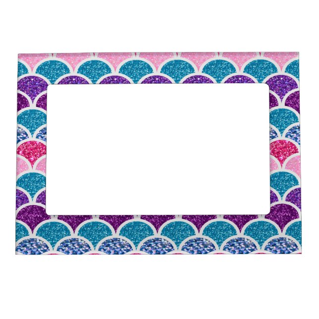 aqua turquoise pink purple mermaid scales magnetic frame (Front)