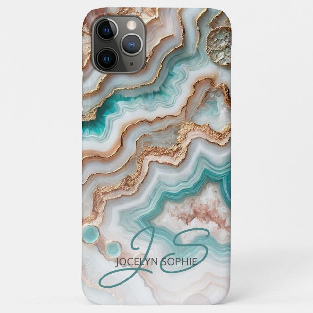 Aqua Turquoise Pink Rose Gold Marble Art Pattern Case-Mate iPhone Case (Back)