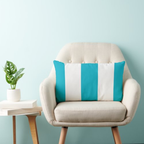 Aqua Turquoise Retro Bold Mod Stripes Pattern Lumbar Pillow