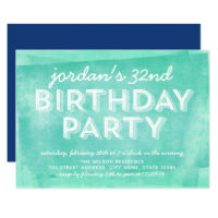 Aqua Turquoise Rolled Ink Any Age Birthday Card