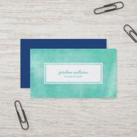 Aqua Turquoise Rolled Ink Modern Business Card