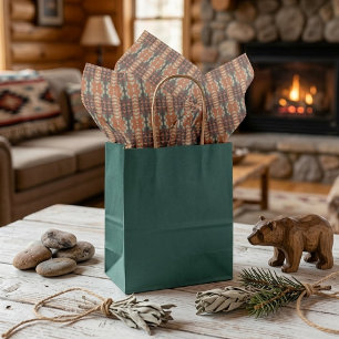 Aqua Turquoise Rust Orange Dark Brown Mosaic Art Tissue Paper