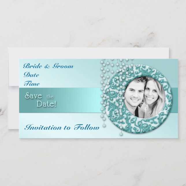 Aqua Turquoise Save the Date (Front)