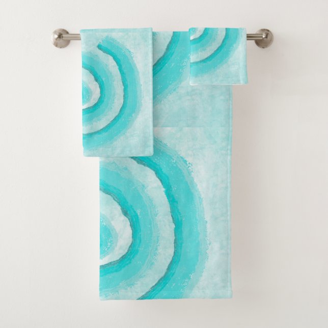 Aqua Turquoise Spirals  Bath Towel Set (Insitu)