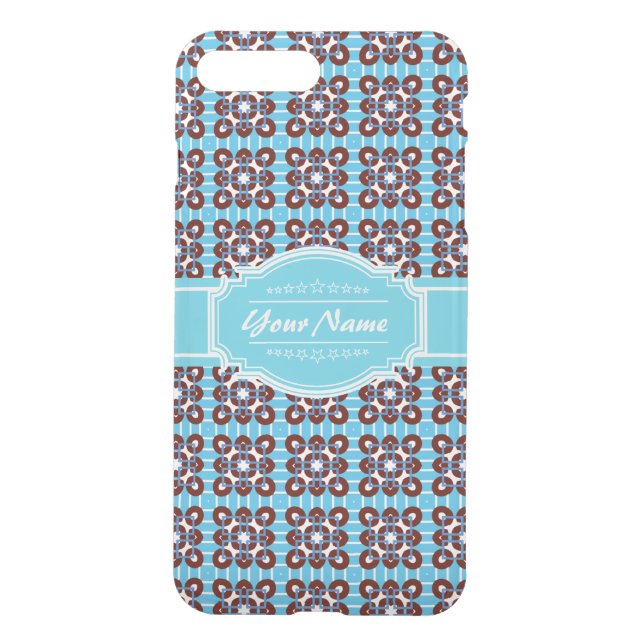 Aqua Turquoise Squares Pattern Personalized Uncommon iPhone Case (Back)