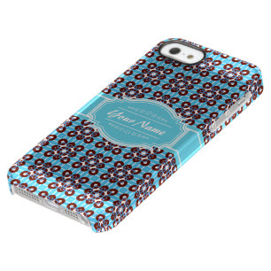 Aqua Turquoise Squares Pattern Personalized Permafrost iPhone SE/5/5s Case