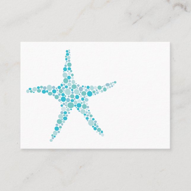 Aqua Turquoise Starfish Wedding Table Place Cards (Front)