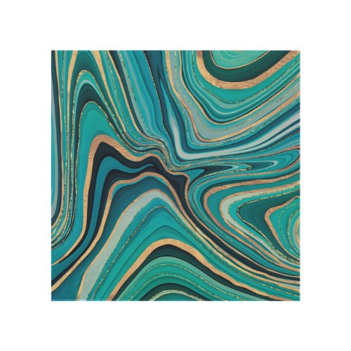 Aqua turquoise swirly dream wood wall art