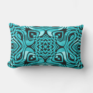 Aqua Turquoise Teal Blue Hip Orient Tribal Art Lumbar Pillow