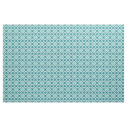 Aqua Turquoise Teal Retro Chic Ikat Drops Pattern Fabric