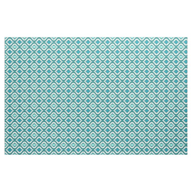 Aqua Turquoise Teal Retro Chic Ikat Drops Pattern Fabric (Yard)