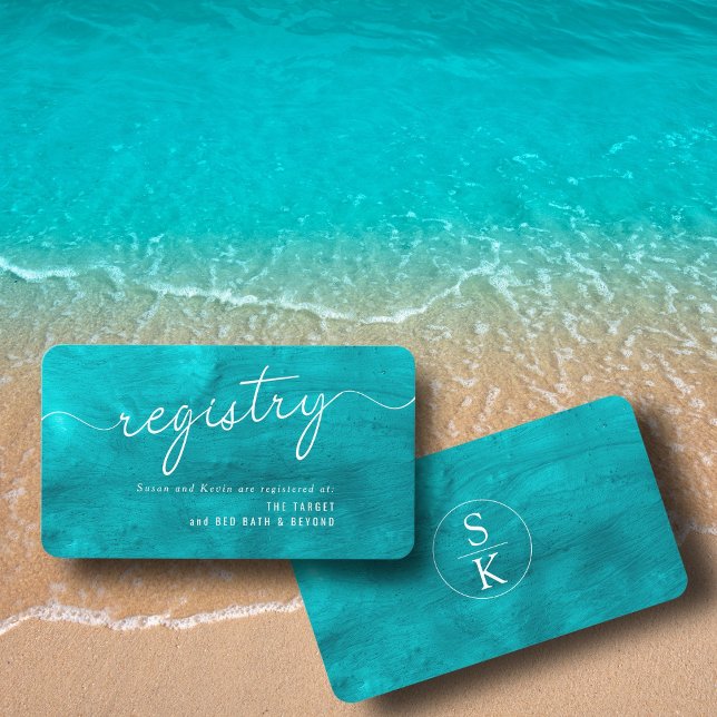 Aqua Turquoise & Teal Wedding Shower Gift Registry Enclosure Card (Creator Uploaded)
