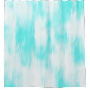 Aqua Turquoise White Abstract Shower Curtain