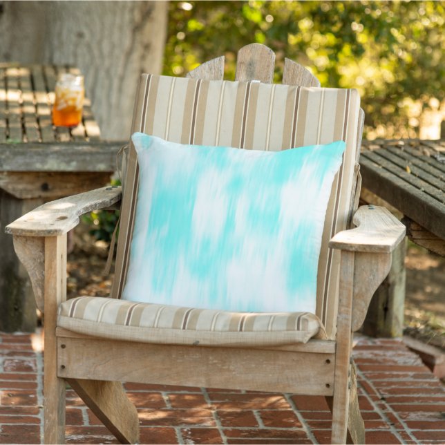 Aqua Turquoise White Abstract Throw Pillow (Chair)