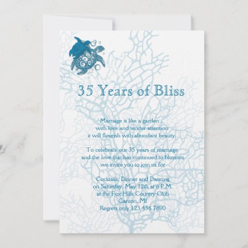 Aqua Turtle Love Anniversary Invitation